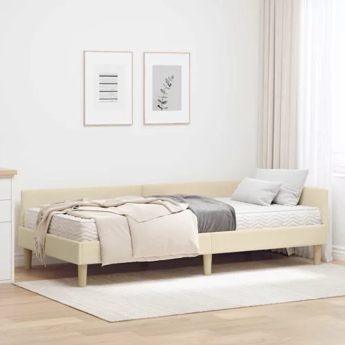 Sarok Ágykeret Matraccal matracmal 2 pcs Krém szövet