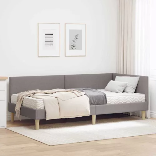 vidaXL Sarok Ágykeret Matraccal Egyéb 2 pcs Tópszínű szövet