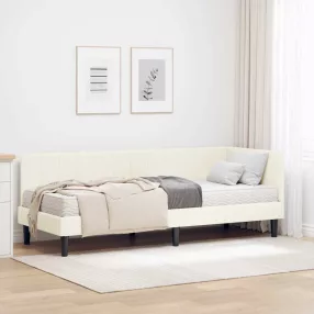   vidaXL Sarok Ágykeret Matraccal fejtámlával 2 pcs Krém Bársony