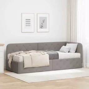 Sarokágy keret matracmal Tópszínű 80 x 200 cm szövet