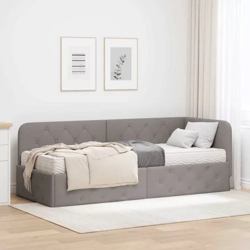 Sarokágy keret matracmal Tópszínű 80 x 200 cm szövet