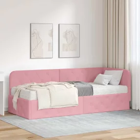   vidaXL Sarokágy keret matracmal Rózsaszín 80 x 200 cm Bársony