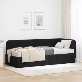   Sarokágy keret matracmal fejtámlával Fekete 80 x 200 cm Bársony