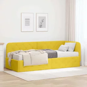   Sarokágy keret matracmal fejtámlával Sárga 80 x 200 cm Bársony