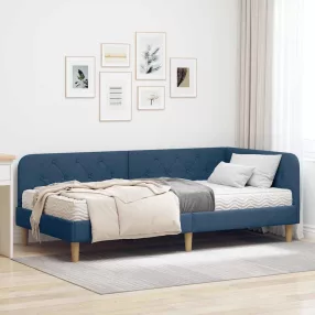 vidaXL Sarokágy keret Kék 90 x 200 cm szövet