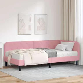 vidaXL Sarokágy keret Rózsaszín 100 x 200 cm Bársony