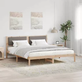   Ágykeret fejtámlával Tópszínű 200 x 200 cm Tömör fenyőfa