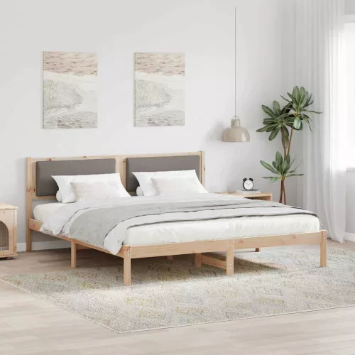 Ágykeret fejtámlával Tópszínű 200 x 200 cm Tömör fenyőfa