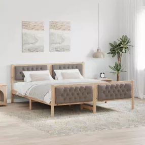   Ágykeret fejtámlával Tópszínű 160 x 200 cm Tömör fenyőfa