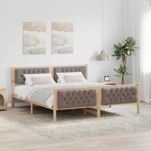 Ágykeret fejtámlával Tópszínű 160 x 200 cm Tömör fenyőfa