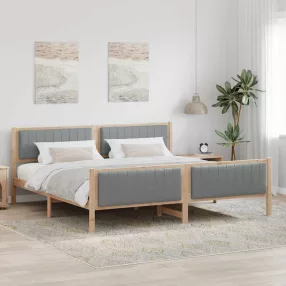   Ágykeret Barna és világosszürke 200 x 200 cm Tömör fenyőfa