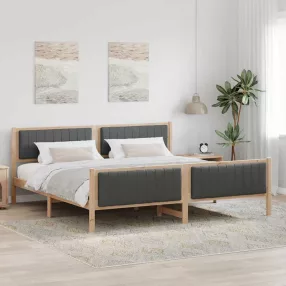   Ágykeret barna és sötétszürke 200 x 200 cm Tömör fenyőfa