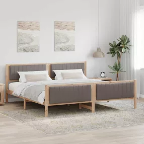   Ágykeret fejtámlával Barna és taupe 200 x 200 cm Tömör fenyőfa