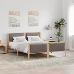   Ágykeret fejtámlával Barna és taupe 160 x 200 cm Tömör fenyőfa