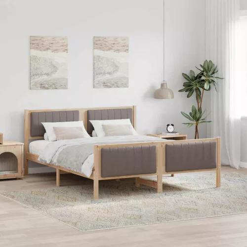 Ágykeret fejtámlával Barna és taupe 160 x 200 cm Tömör fenyőfa