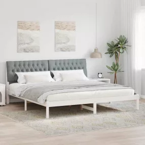   Ágykeret Kárpitozott Fejtámlával fejtámlával Fehér 200 x 200 cm