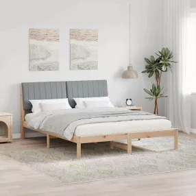   vidaXL Ágykeret fejtámlával Barna 160 x 200 cm Tömör fenyőfa