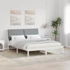   vidaXL Ágykeret fejtámlával Fehér 160 x 200 cm Tömör fenyőfa