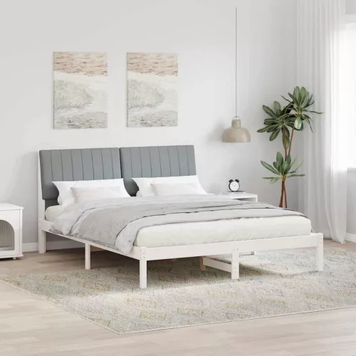 vidaXL Ágykeret fejtámlával Fehér 160 x 200 cm Tömör fenyőfa
