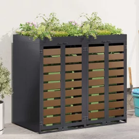   vidaXL Gurulós kuka tároló 2 kukához Antracit 340 x 77.5 x 115.5 cm
