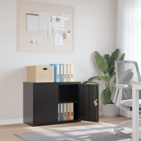 fekete acél irattartó szekrény 90 x 40 x 70 cm