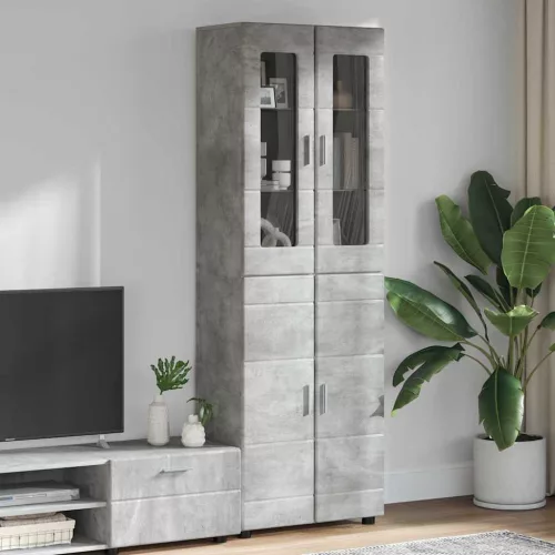 Magasfiú FLORIN 60 x 35 x 182 cm Beton Szürke Szerelt Fa