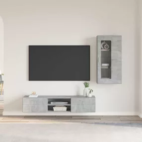   TV szekrény garnitúra fiókkal polcokkal Beton Szürke Faanyag