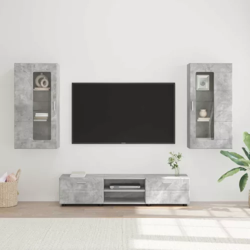 TV szekrény garnitúra FLORIN 3 db Beton Szürke Szerelt Fa