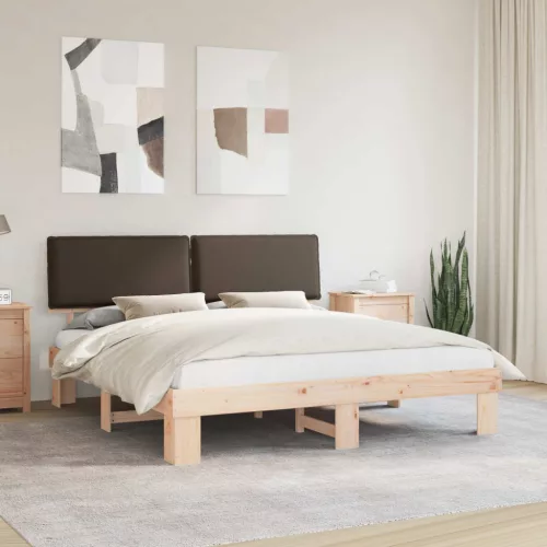 Ágykeret Kárpitozott Fejtámlával Tópszínű 200 x 200 cm