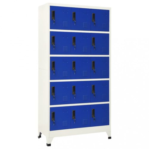 szürke-kék acél zárható szekrény 90 x 40 x 180 cm