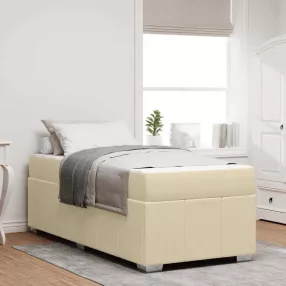 vidaXL Ágykeret matracmal Krém 90 x 200 cm szövet