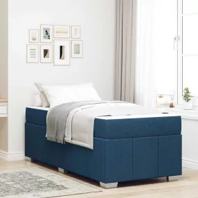 vidaXL Ágykeret matracmal Kék 90 x 200 cm szövet