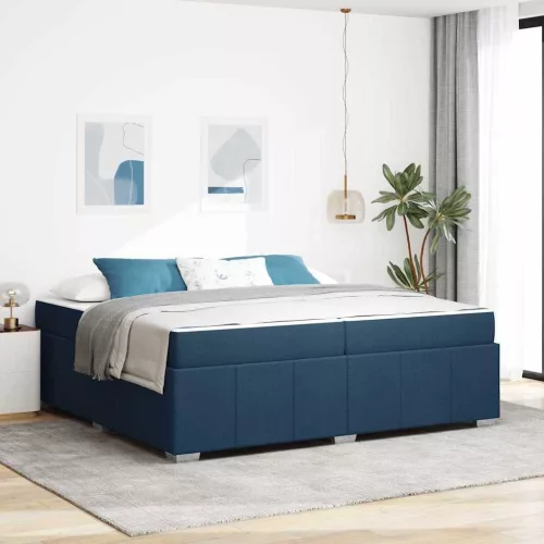 vidaXL Ágykeret matracmal Kék 200 x 200 cm szövet