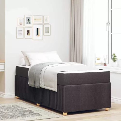 vidaXL Ágykeret matracmal Sötét Barna 90 x 190 cm szövet