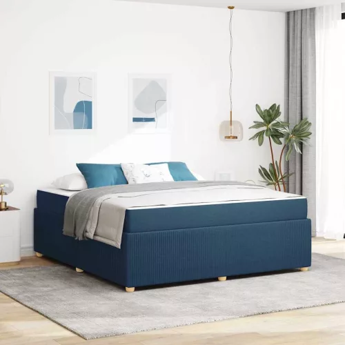 vidaXL Ágykeret matracmal Kék 180 x 200 cm szövet