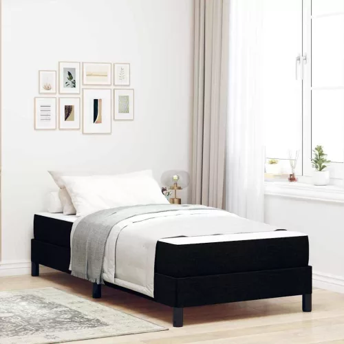 Boxrugós ágy matracmal Fekete 90 x 190 cm szövet
