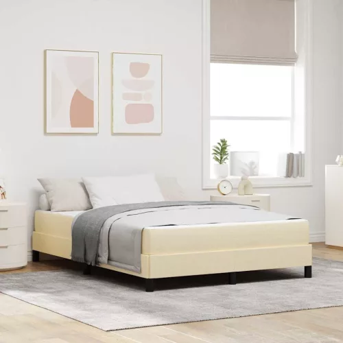 vidaXL Boxrugós ágy matracmal Krém 140 x 200 cm szövet