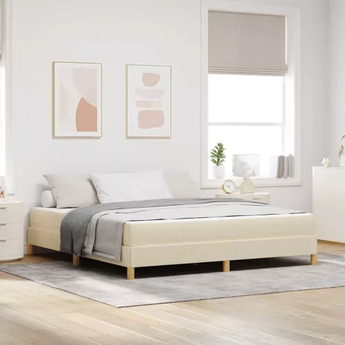 vidaXL Boxrugós ágy matracmal Krém 180 x 200 cm szövet