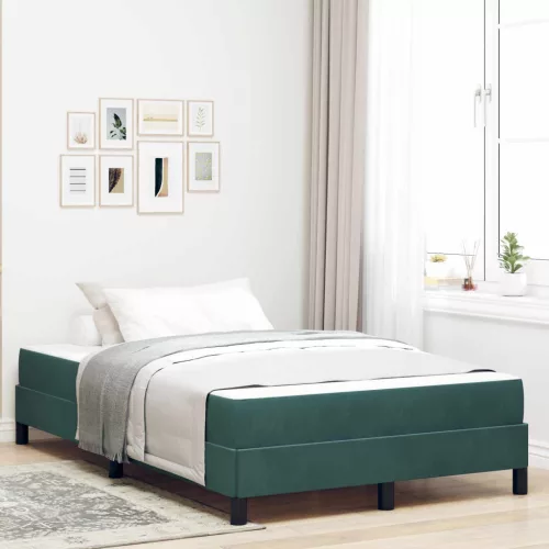 vidaXL Boxrugós ágy matracmal Sötétzöld 120 x 190 cm szövet