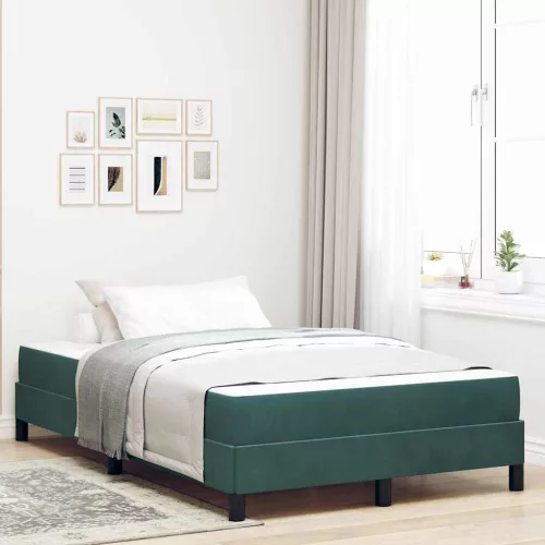 vidaXL Boxrugós ágy matracmal Sötétzöld 120 x 200 cm szövet