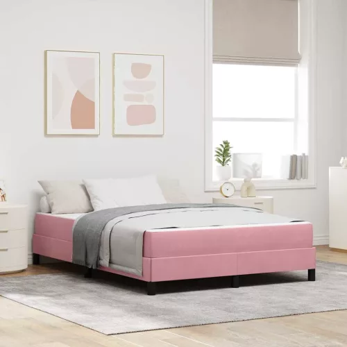 Boxspring ágy matraccal Rózsaszín 160 x 200 cm Bársony