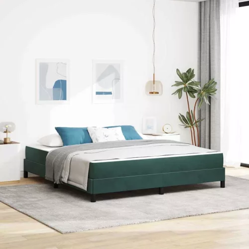 Boxspring ágy matraccal Sötétzöld 180 x 200 cm Bársony