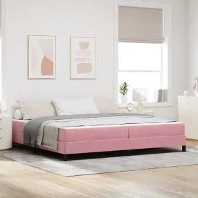   vidaXL Boxrugós ágy matracmal Rózsaszín 200 x 200 cm szövet
