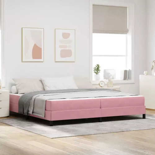 vidaXL Boxrugós ágy matracmal Rózsaszín 200 x 200 cm szövet