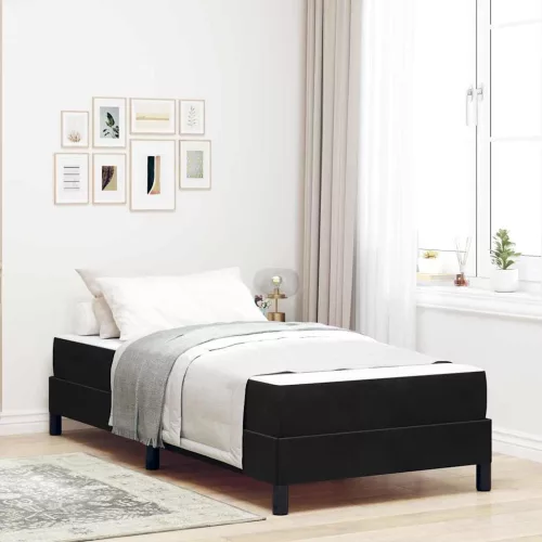Boxrugós ágy matracmal Fekete 90 x 210 cm szövet