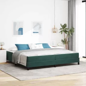  vidaXL Boxrugós ágy matracmal Sötétzöld 200 x 210 cm szövet