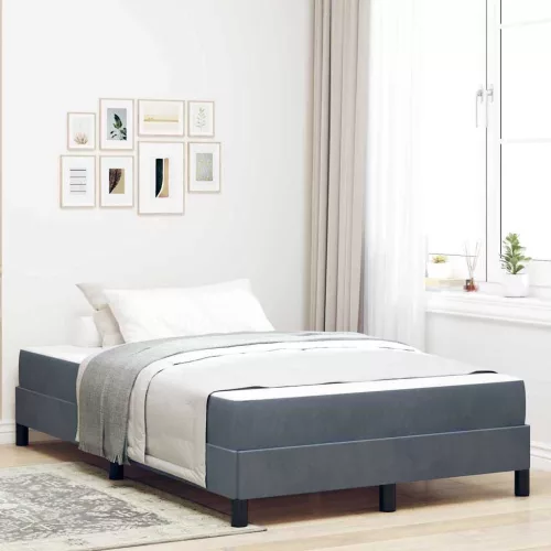 vidaXL Boxrugós ágy matracmal Sötétszürke 120 x 220 cm szövet