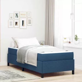   Boxrugós ágy Kék és Fekete 90 x 200 cm Textil és mérnöki fa