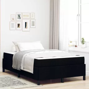   Boxrugós ágy Fekete és fekete 120 x 190 cm Textil és mérnöki fa