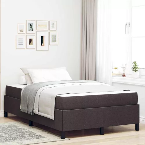 vidaXL Boxrugós ágy Sötét Barna 120 x 190 cm szövet